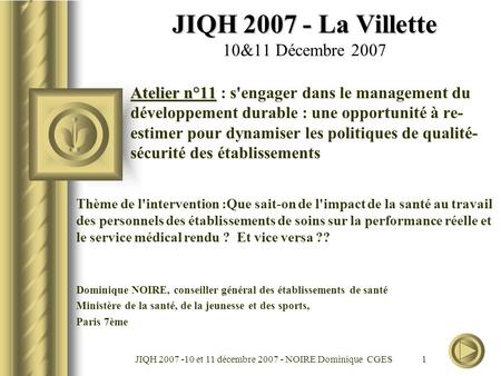 JIQH La Villette 10&11 Décembre 2007