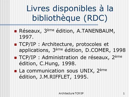 Livres disponibles à la bibliothèque (RDC)
