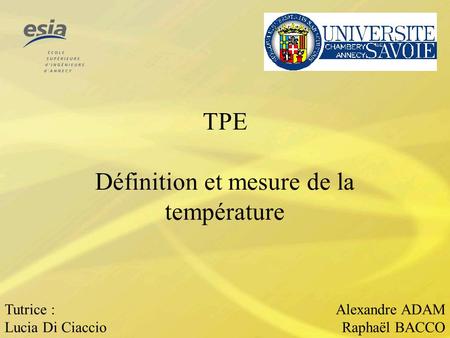 TPE Définition et mesure de la température