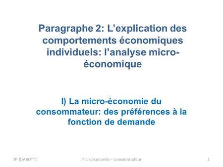 Microéconomie - consommateur