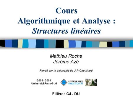 Cours Algorithmique et Analyse : Structures linéaires
