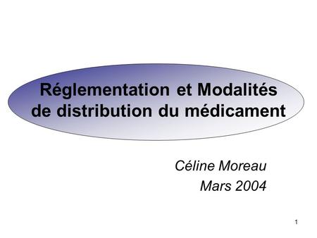 Réglementation et Modalités de distribution du médicament