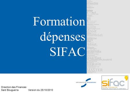 Formation dépenses SIFAC