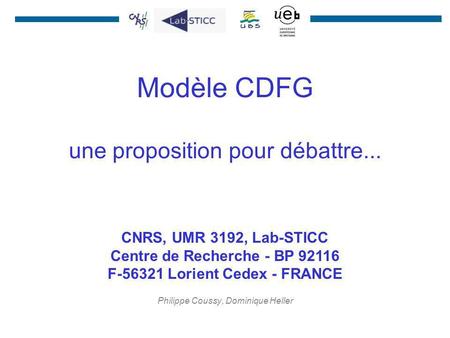 Modèle CDFG une proposition pour débattre...
