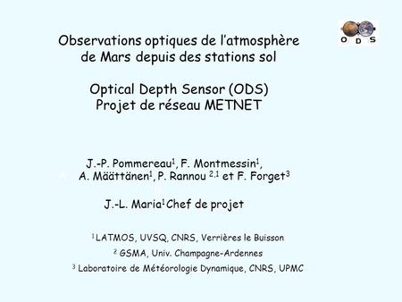 Observations optiques de l’atmosphère de Mars depuis des stations sol