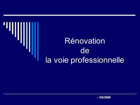 Rénovation de la voie professionnelle – /05/2009.