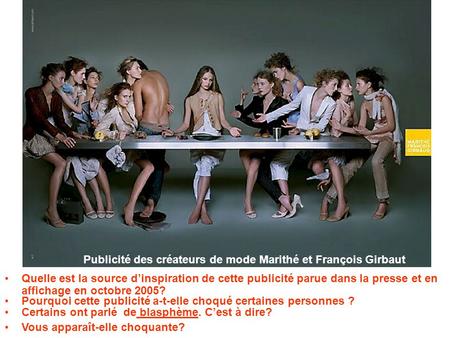 Publicité des créateurs de mode Marithé et François Girbaut