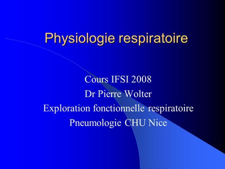 Physiologie respiratoire