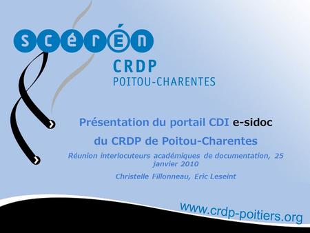 Présentation du portail CDI e-sidoc du CRDP de Poitou-Charentes