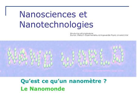 Nanosciences et Nanotechnologies