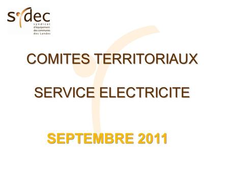 COMITES TERRITORIAUX SERVICE ELECTRICITE SEPTEMBRE 2011.