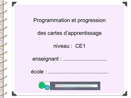 Programmation et progression des cartes d’apprentissage niveau : CE1