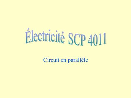 Électricité SCP 4011 Circuit en parallèle.