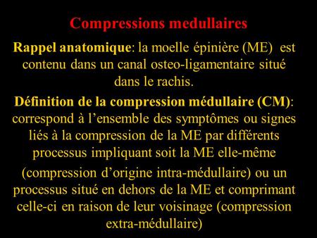 Compressions medullaires