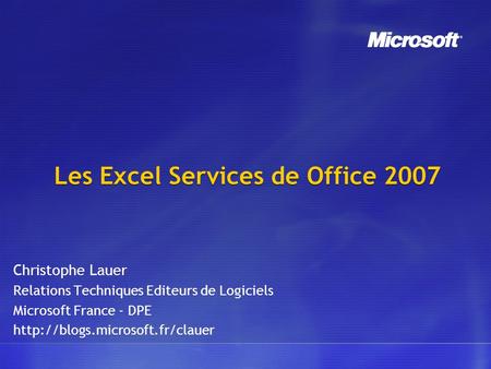 Les Excel Services de Office 2007
