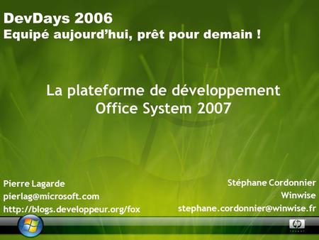 La plateforme de développement Office System 2007