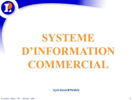 SYSTEME D’INFORMATION COMMERCIAL