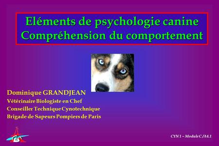 Eléments de psychologie canine Compréhension du comportement