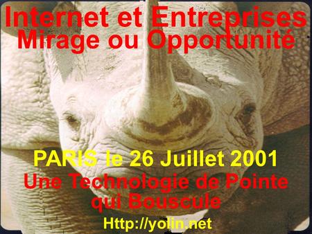 Internet et Entreprises Mirage ou Opportunité  Une Technologie de Pointe qui Bouscule PARIS le 26 Juillet 2001.