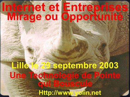 Internet et Entreprises Mirage ou Opportunité  Une Technologie de Pointe qui Bouscule Lille le 29 septembre 2003.