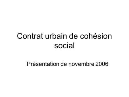 Contrat urbain de cohésion social