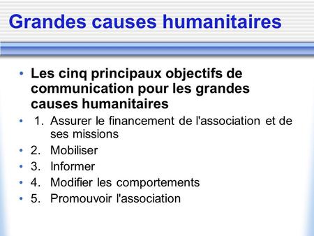 Grandes causes humanitaires