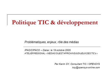 Politique TIC & développement