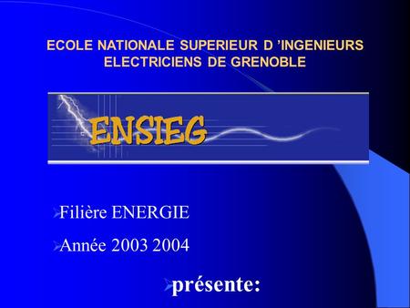 ECOLE NATIONALE SUPERIEUR D ’INGENIEURS ELECTRICIENS DE GRENOBLE