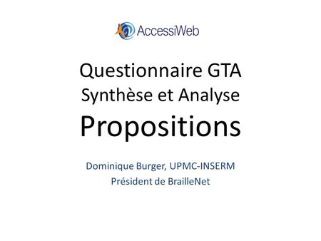 Questionnaire GTA Synthèse et Analyse Propositions