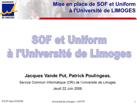 Mise en place de SOF et Uniform à l'Université de LIMOGES