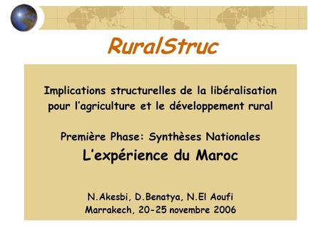 RuralStruc L’expérience du Maroc