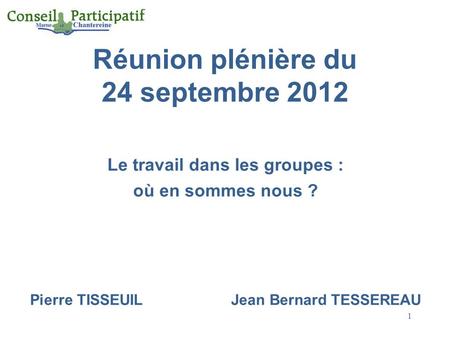Réunion plénière du 24 septembre 2012