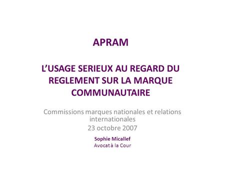 Commissions marques nationales et relations internationales