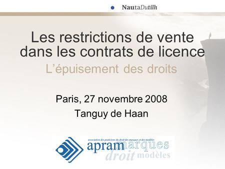 Les restrictions de vente dans les contrats de licence
