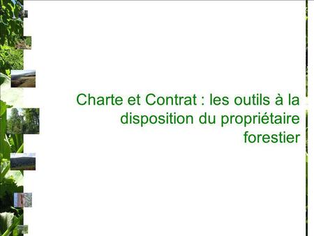 Charte et Contrat : les outils à la disposition du propriétaire forestier.