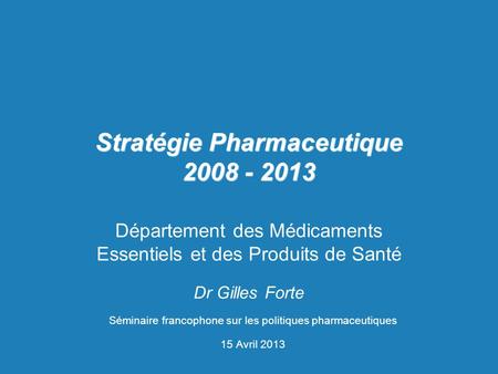Stratégie Pharmaceutique
