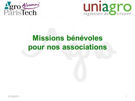 Missions bénévoles pour nos associations 07/06/20111.