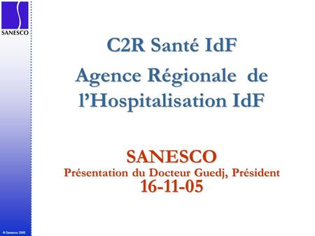 C2R Santé IdF Agence Régionale de l’Hospitalisation IdF