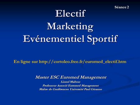 Electif Marketing Evénementiel Sportif