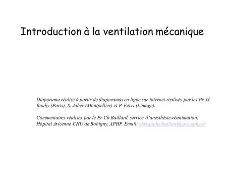 Introduction à la ventilation mécanique