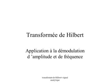 Transformée de Hilbert