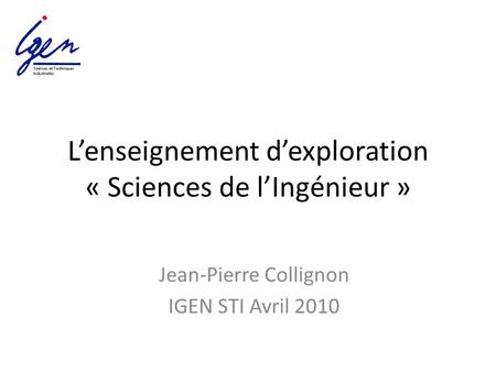 L’enseignement d’exploration « Sciences de l’Ingénieur »