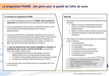 Le programme PHARE : des gains pour la qualité de l’offre de soins