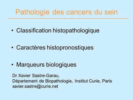 Pathologie des cancers du sein