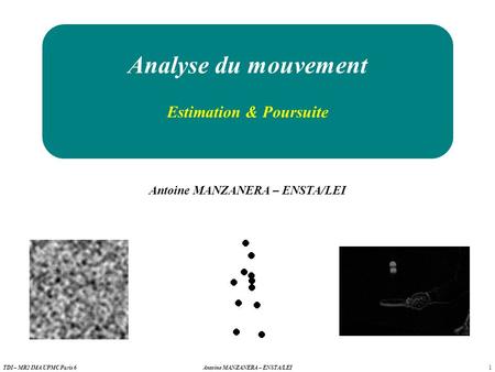 Estimation & Poursuite Antoine MANZANERA – ENSTA/LEI