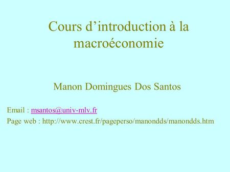 Cours d’introduction à la macroéconomie