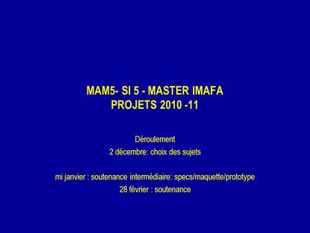 MAM5- SI 5 - MASTER IMAFA PROJETS