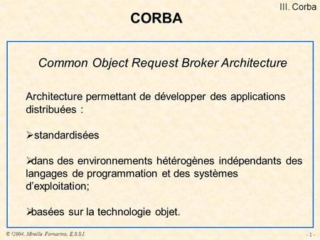 CORBA Common Object Request Broker Architecture