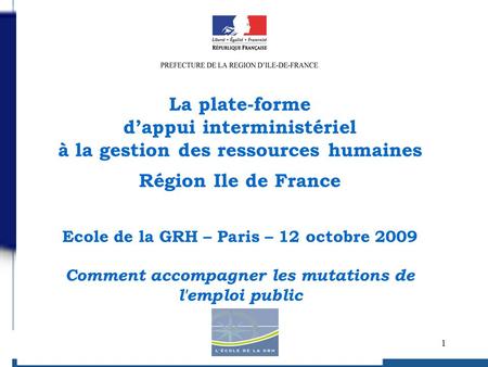 Ecole de la GRH – Paris – 12 octobre 2009