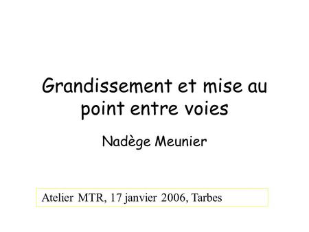 Grandissement et mise au point entre voies Nadège Meunier Atelier MTR, 17 janvier 2006, Tarbes.